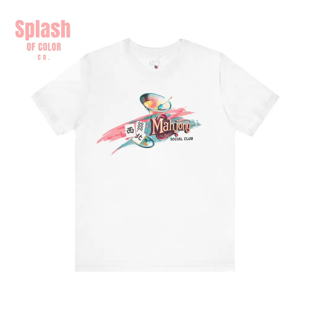 Mahjong Social Club Modern Mahjong Lover’s Shirt MAHJ Gift for Gamers Fun T-shirt Relaxed Fit Clothing - White / S