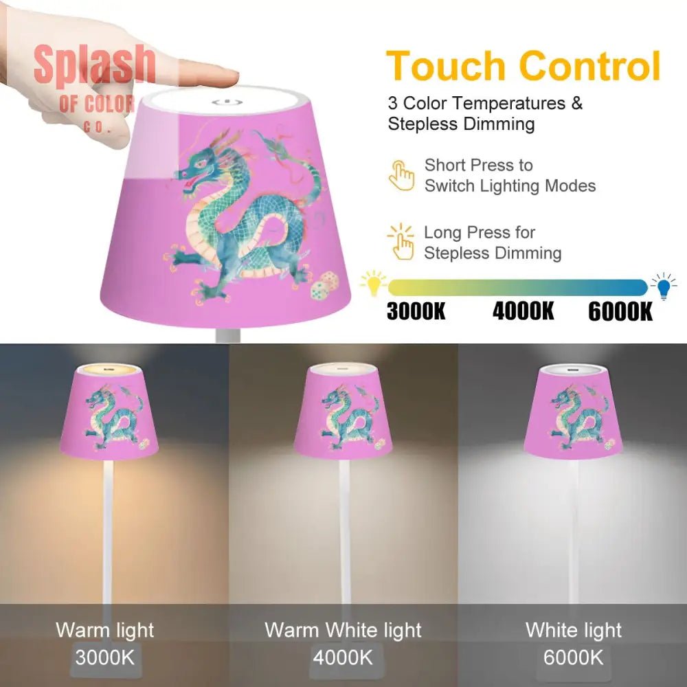 Mahjong Table Lamp, Chinese Dragon LED Cordless Table Lamp - Splash of Color co.