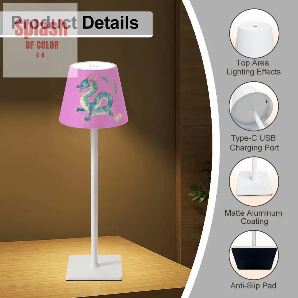 Mahjong Table Lamp, Chinese Dragon LED Cordless Table Lamp - Splash of Color co.