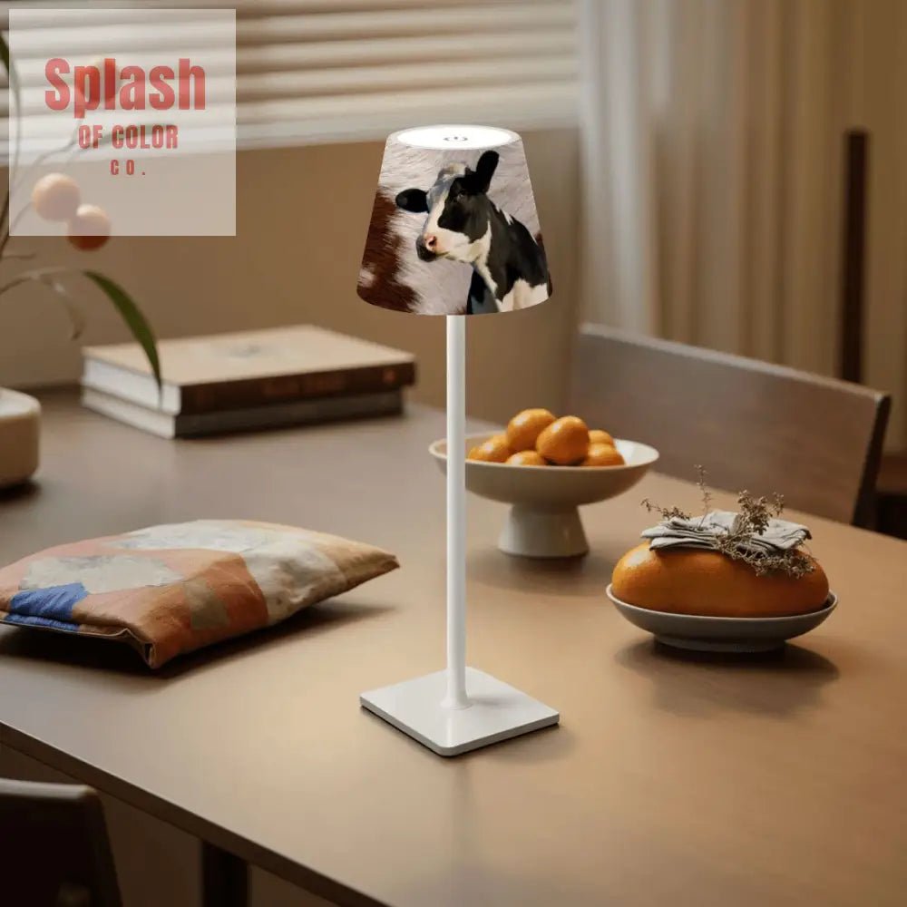 Mahjong Table Mat Lamp, Cow Print And Funny Cow Rustic Style LED Cordless Table Lamp - Splash of Color co.
