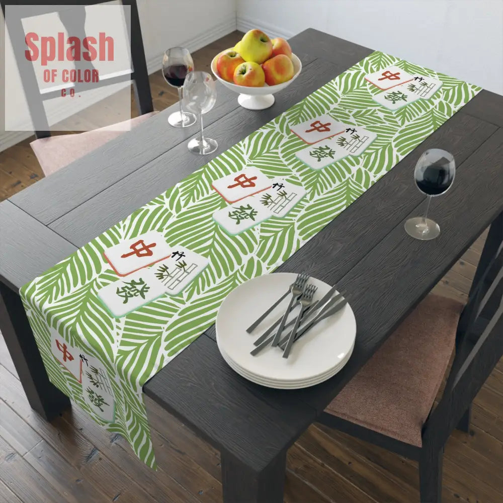 Mahjong Table Runner Tropical Table Runner Leafy Print Mahj Gift Modern Table Decor Perfect for Summer Parties Holiday