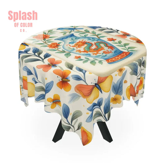 Mahjong Tablecloth Floral Chinese Dragon Tablecloth Vintage Style MAHJ Lover Wedding Décor Bohemian Butterfly Table