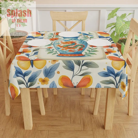 Mahjong Tablecloth Floral Chinese Dragon Tablecloth Vintage Style MAHJ Lover Wedding Décor Bohemian Butterfly Table