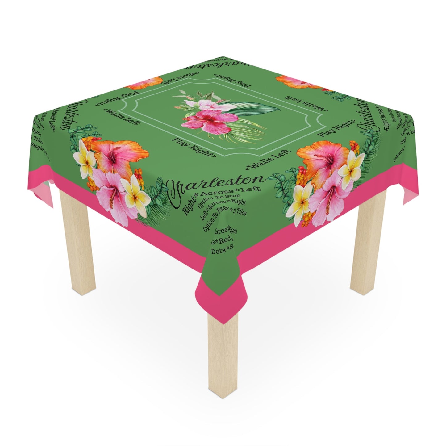 Mahjong Tablecloth With Instructions Charleston Floral Tablecloth Bright Colorful Tropical Style Table Cover - One size