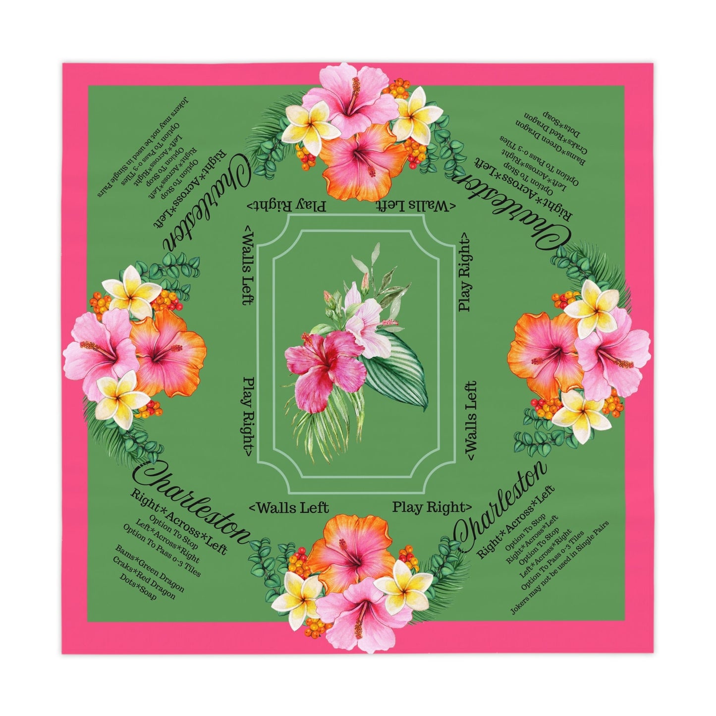 Mahjong Tablecloth With Instructions Charleston Floral Tablecloth Bright Colorful Tropical Style Table Cover - One size