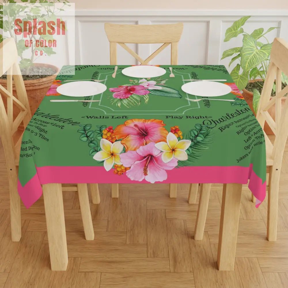 Mahjong Tablecloth With Instructions Charleston Floral Tablecloth Bright Colorful Tropical Style Table Cover - One size