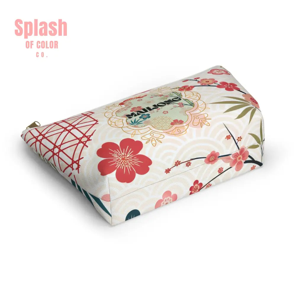 Mahjong Themed Accessory Pouch | Floral Makeup Bag Travel Organizer Game Night Essentials Gift for Mahjong Lovers Cute