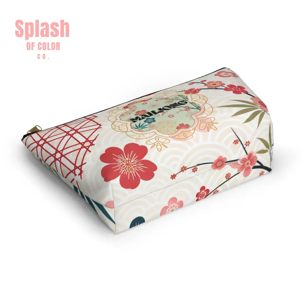 Mahjong Themed Accessory Pouch | Floral Makeup Bag Travel Organizer Game Night Essentials Gift for Mahjong Lovers Cute