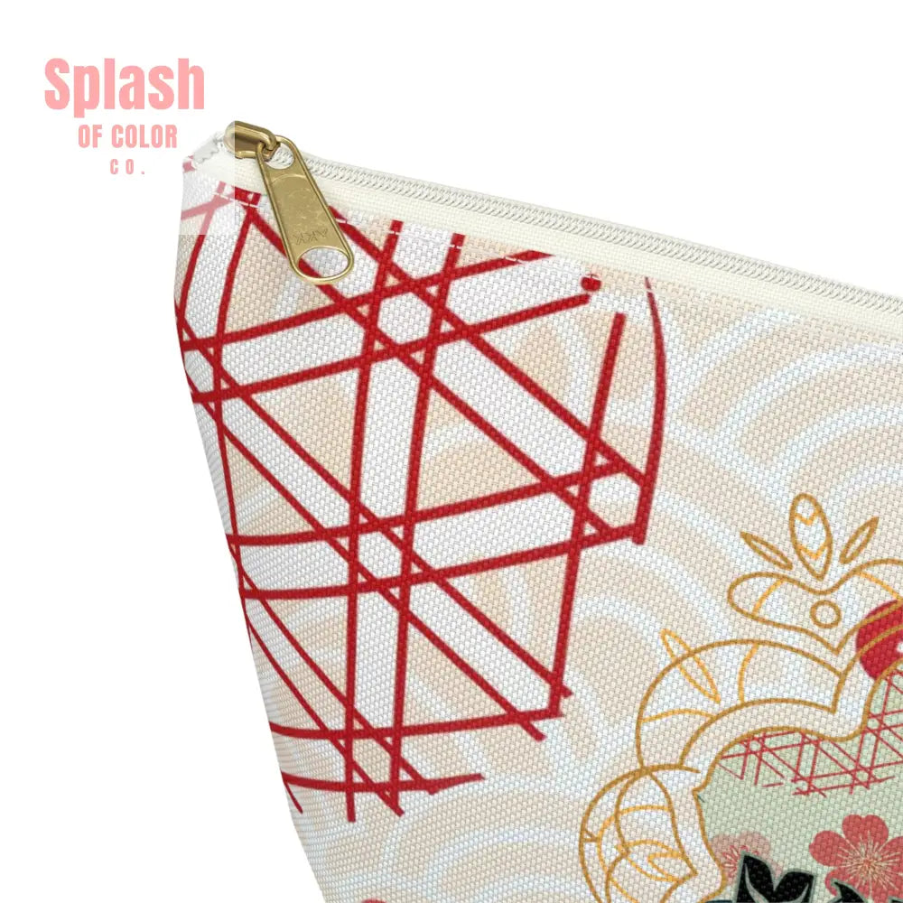 Mahjong Themed Accessory Pouch | Floral Makeup Bag Travel Organizer Game Night Essentials Gift for Mahjong Lovers Cute