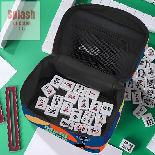 Mahjong Tile Bag, Mahj Diva, Sophistacated Cat, Mahj Gift Accessory - Splash of Color co.