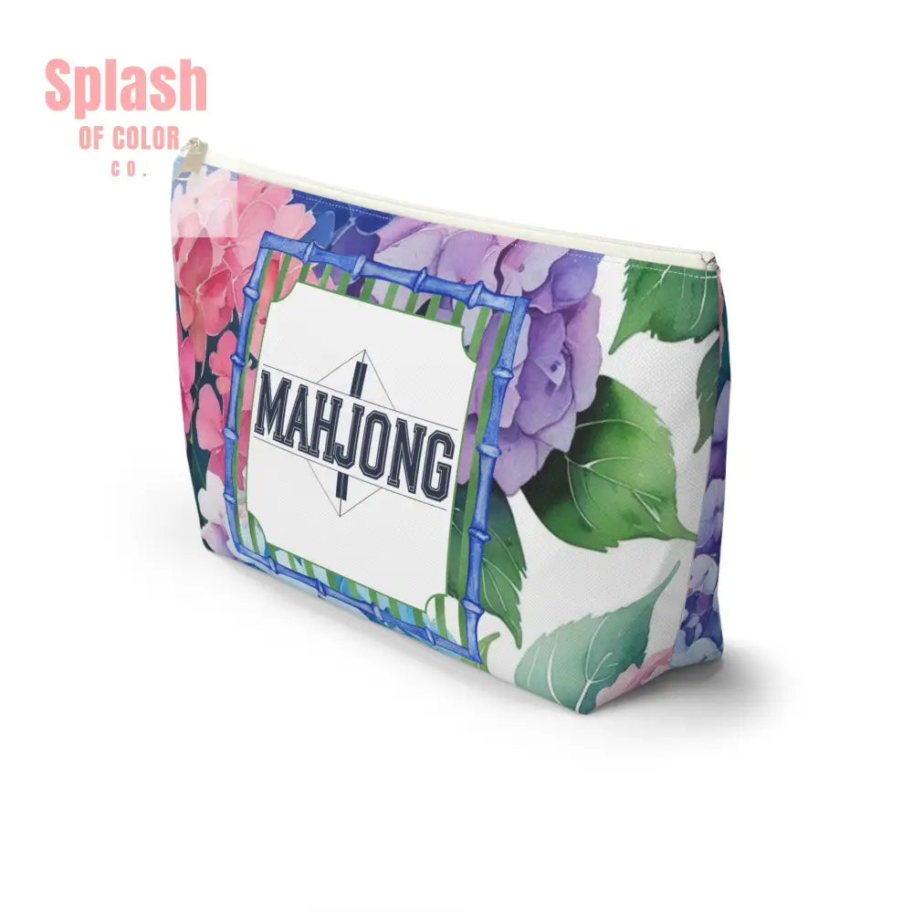 Mahjong Tile Pouch Pretty Floral Hydrangea Zippered Pouch Mahj Gift - Bags