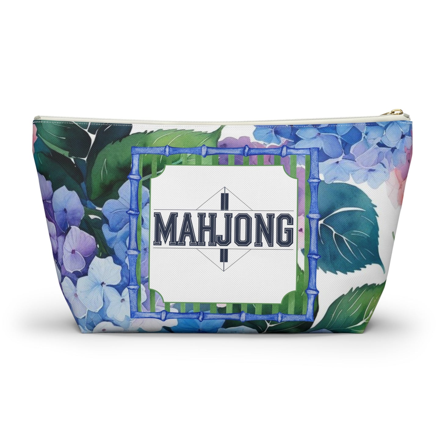 Mahjong Tile Pouch Pretty Floral Hydrangea Zippered Pouch Mahj Gift - Bags