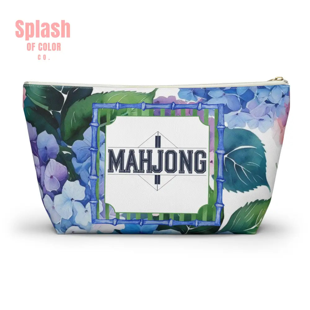 Mahjong Tile Pouch Pretty Floral Hydrangea Zippered Pouch Mahj Gift - Bags