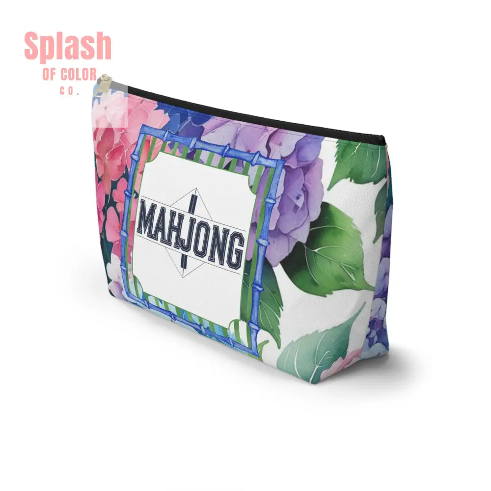 Mahjong Tile Pouch Pretty Floral Hydrangea Zippered Pouch Mahj Gift - Bags