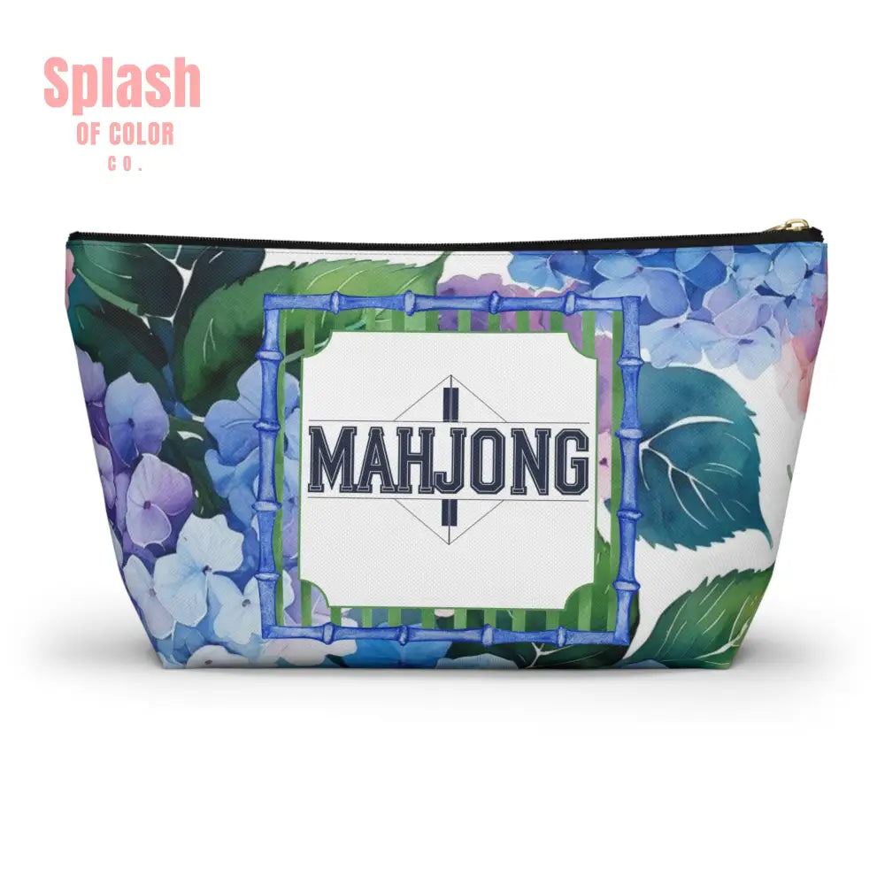 Mahjong Tile Pouch Pretty Floral Hydrangea Zippered Pouch Mahj Gift - Bags