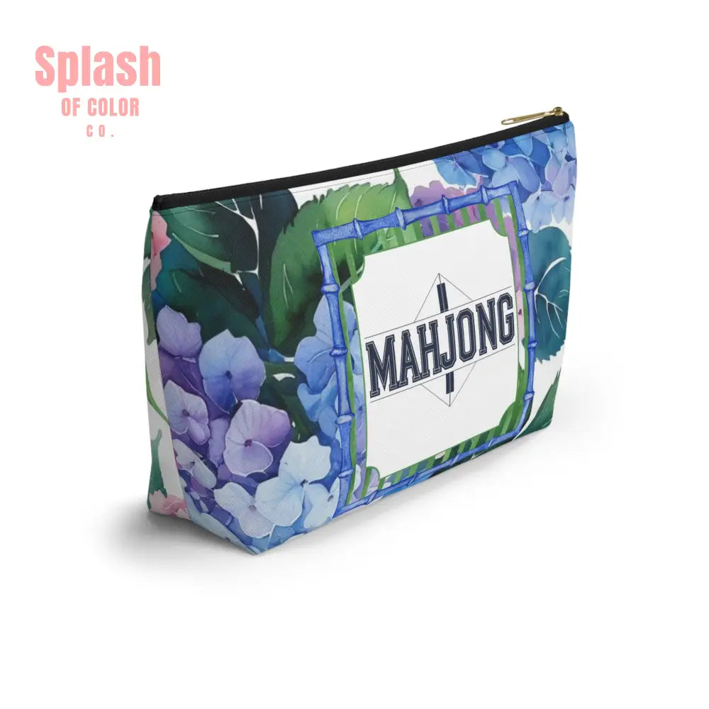Mahjong Tile Pouch Pretty Floral Hydrangea Zippered Pouch Mahj Gift - Bags