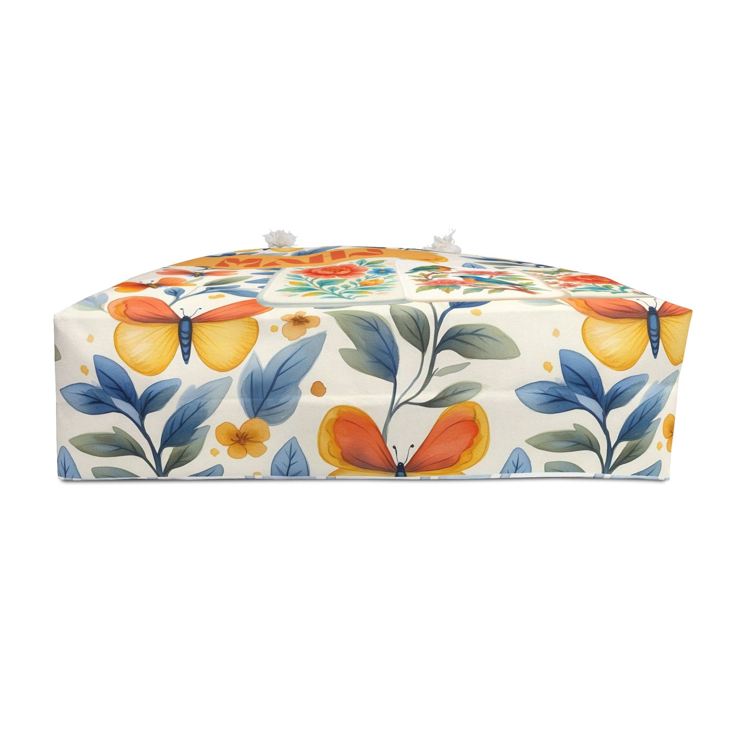 Mahjong Tile Tote Watercolor Butterflies Floral Bird Tiles Mahjong Game MAHJ Night Carry All Bag - 24’’ × 13’’ - Bags
