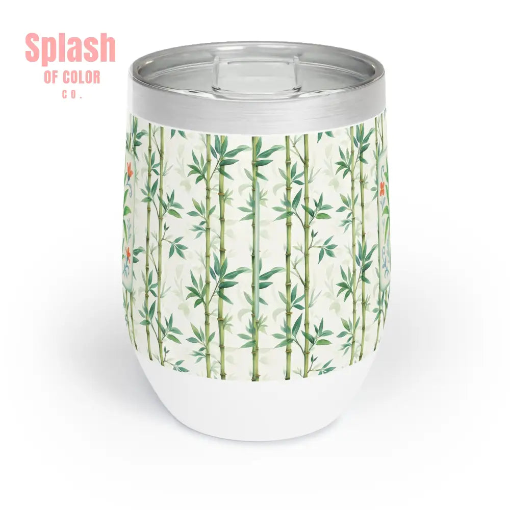 Mahjong Tile Wine Sipper Bamboo Designed Wine Tumbler | Insulated Drinkware Mahj Game Lover Mahj Mom Gifts - White