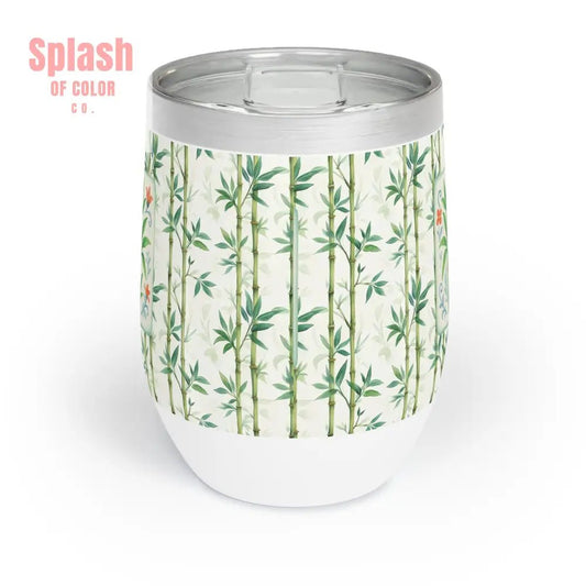 Mahjong Tile Wine Sipper Bamboo Designed Wine Tumbler | Insulated Drinkware Mahj Game Lover Mahj Mom Gifts - White