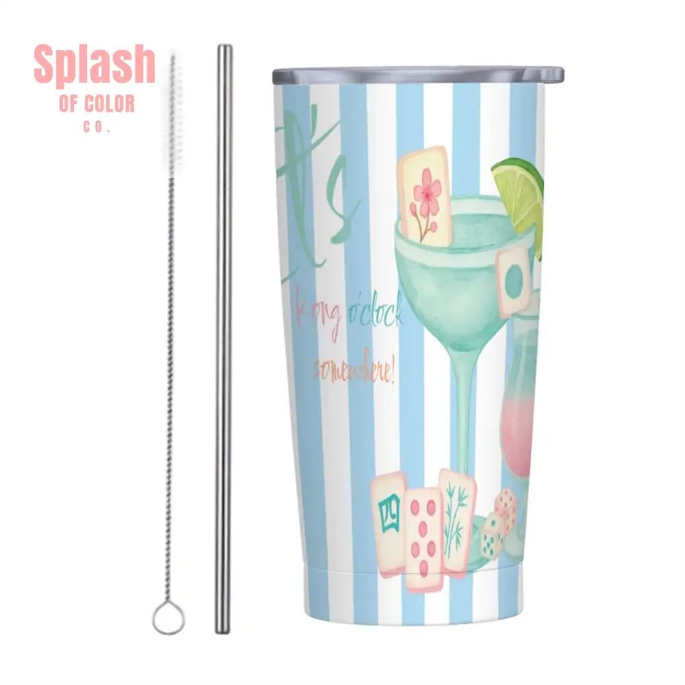 Mahjong Tumbler Funny It;s Kong O’clock Somewhere Mahjong Gift One Size Drinkware