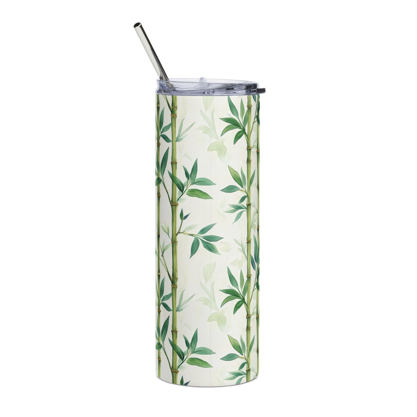 Mahjong Tumbler Gift Watercolor Bamboo Design Mahj Lover Botanical Stainless Steel Tumbler Travel Mug Summer Vibe Beach