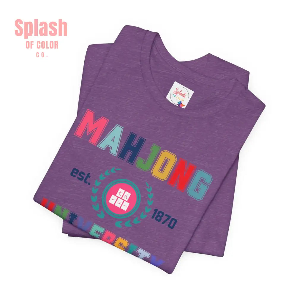 Mahjong University Unisex Tee Fun Graphic T Shirt Perfect for Casual Wear Game Nights T Shirt