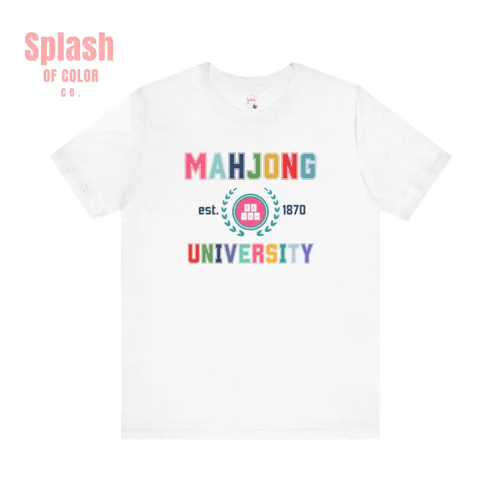 Mahjong University Unisex Tee Fun Graphic T Shirt Perfect for Casual Wear Game Nights T Shirt