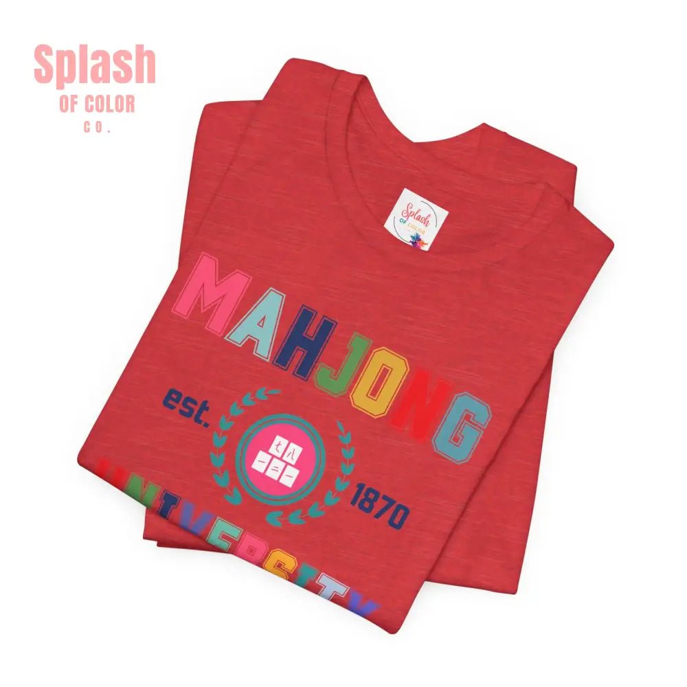 Mahjong University Unisex Tee, Fun Graphic T-Shirt, Perfect for Casual Wear Game Nights - Splash of Color co.