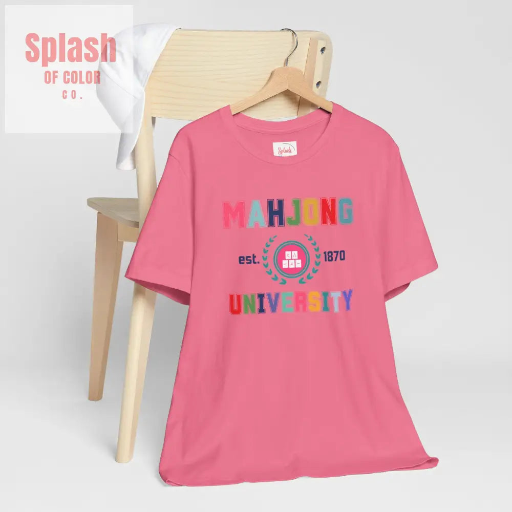 Mahjong University Unisex Tee Fun Graphic T Shirt Perfect for Casual Wear Game Nights T Shirt