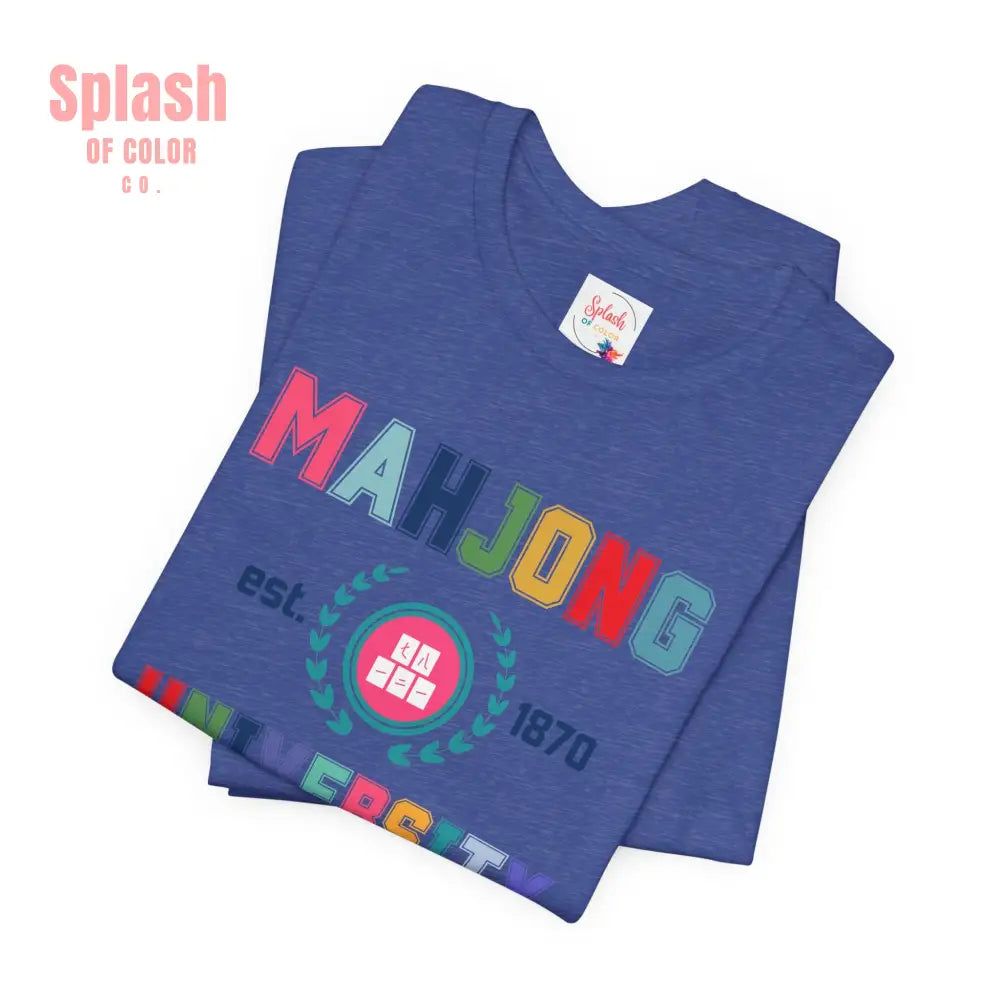 Mahjong University Unisex Tee Fun Graphic T Shirt Perfect for Casual Wear Game Nights T Shirt