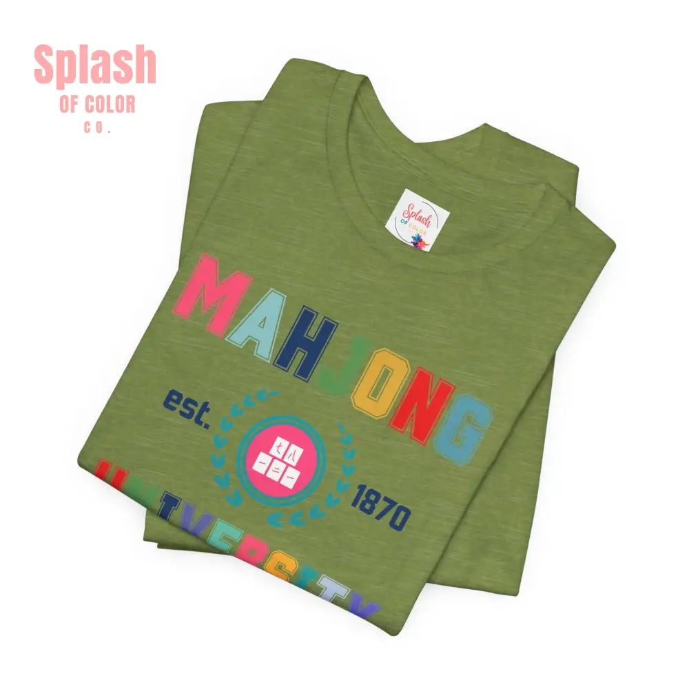 Mahjong University Unisex Tee Fun Graphic T Shirt Perfect for Casual Wear Game Nights T Shirt