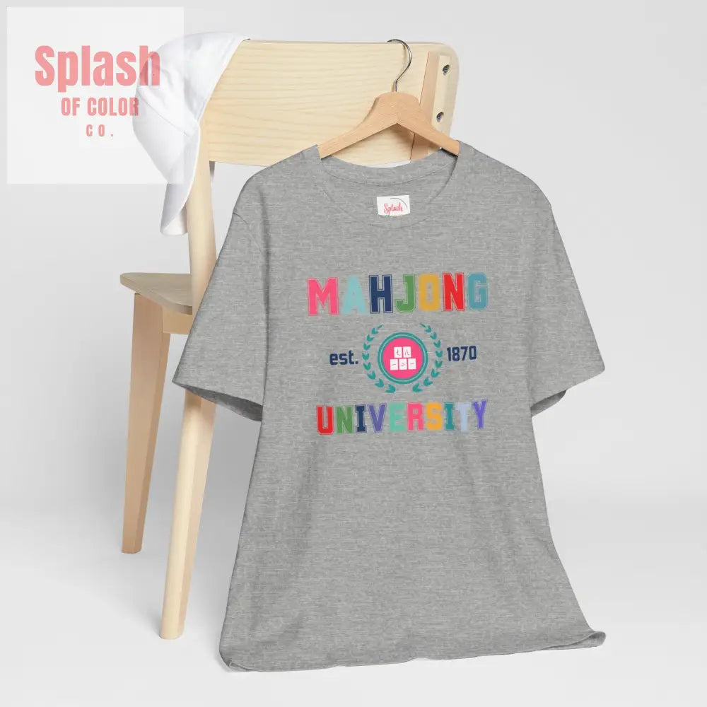 Mahjong University Unisex Tee Fun Graphic T Shirt Perfect for Casual Wear Game Nights T Shirt