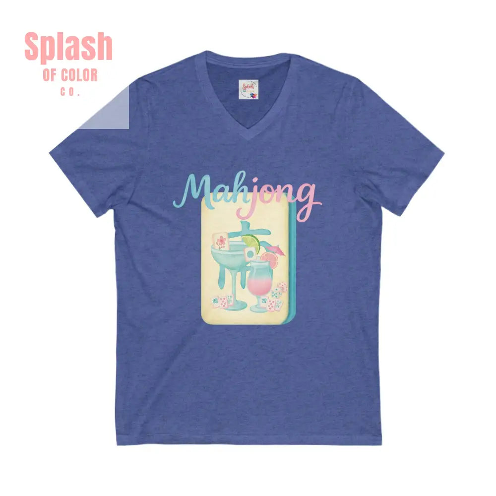 Mahjong V Neck Tee for Game Nights Relaxed Style for Board Game Lovers Perfect Gift for Mahjong Enthusiasts Casual Wear