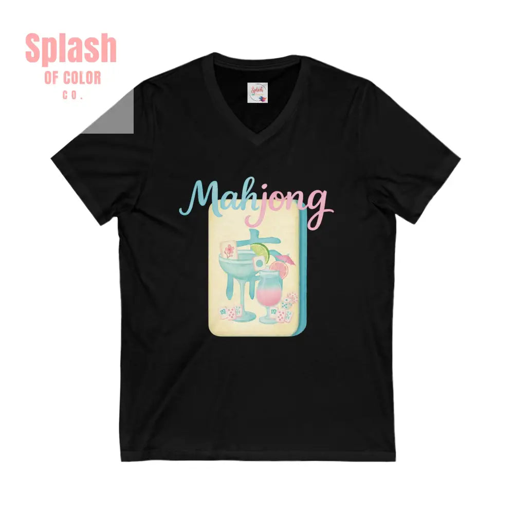 Mahjong V Neck Tee for Game Nights Relaxed Style for Board Game Lovers Perfect Gift for Mahjong Enthusiasts Casual Wear