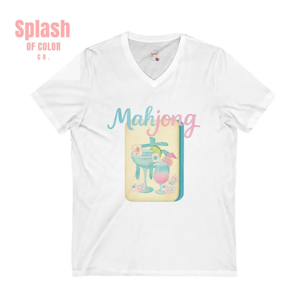 Mahjong V Neck Tee for Game Nights Relaxed Style for Board Game Lovers Perfect Gift for Mahjong Enthusiasts Casual Wear