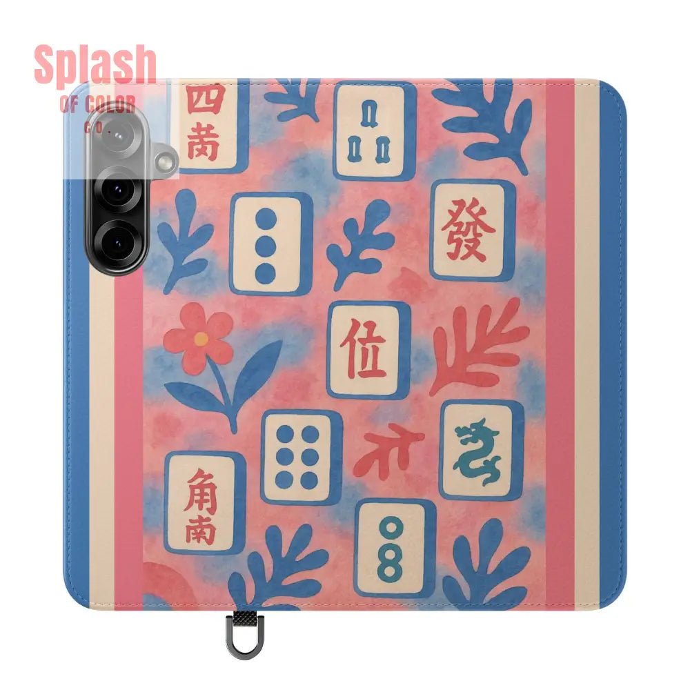 Mahjong Watercolor Artistic Flip Case for Phones Stylish Wallet Cover Trendy Phone Accessory Ideal Gift for Friends