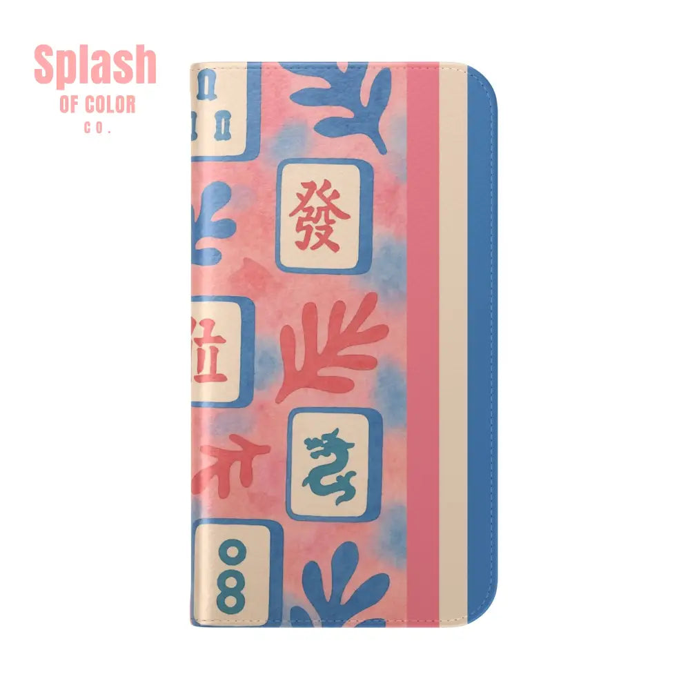Mahjong Watercolor Artistic Flip Case for Phones Stylish Wallet Cover Trendy Phone Accessory Ideal Gift for Friends
