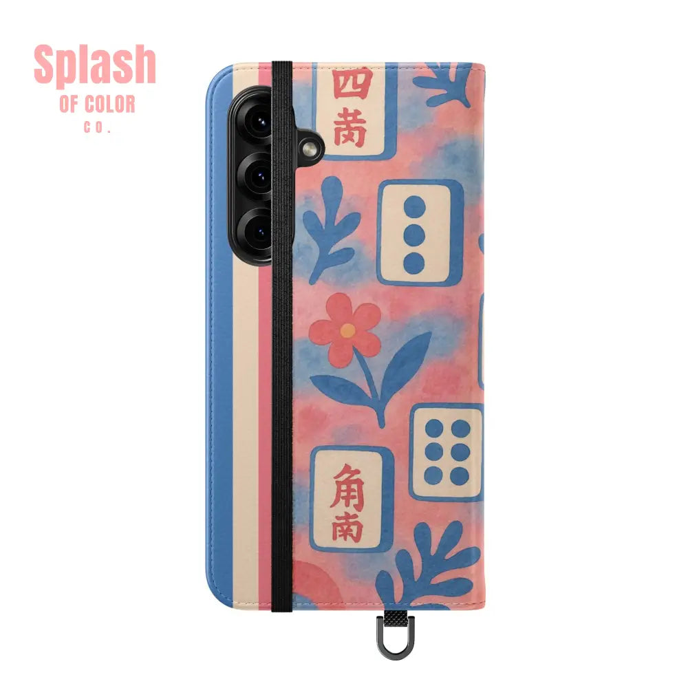 Mahjong Watercolor Artistic Flip Case for Phones Stylish Wallet Cover Trendy Phone Accessory Ideal Gift for Friends