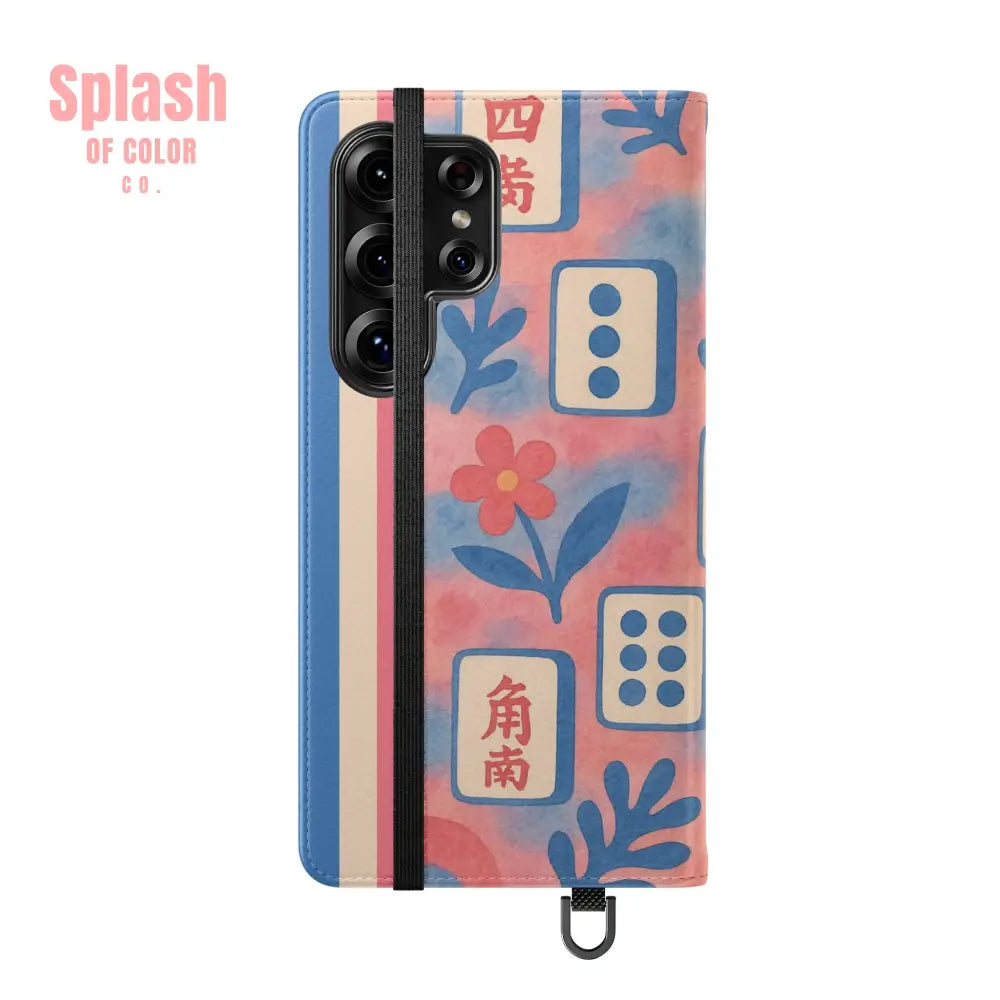 Mahjong Watercolor Artistic Flip Case for Phones Stylish Wallet Cover Trendy Phone Accessory Ideal Gift for Friends
