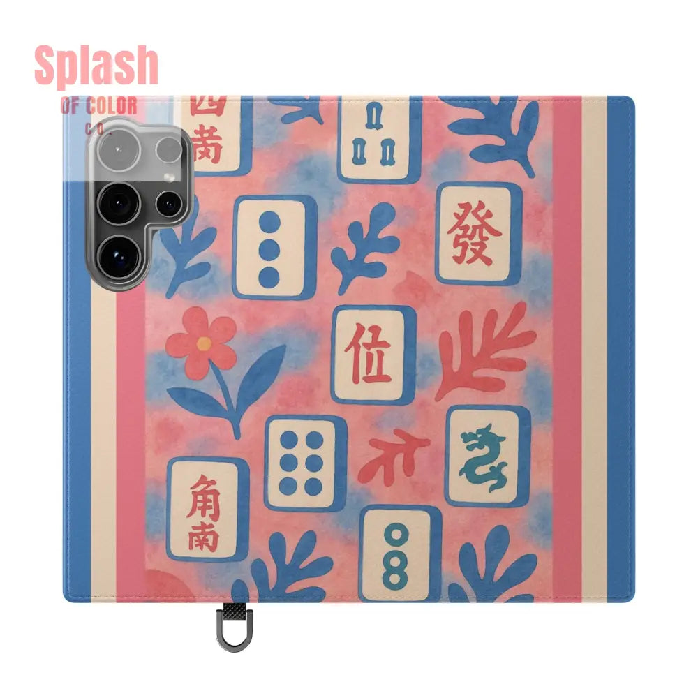 Mahjong Watercolor Artistic Flip Case for Phones Stylish Wallet Cover Trendy Phone Accessory Ideal Gift for Friends