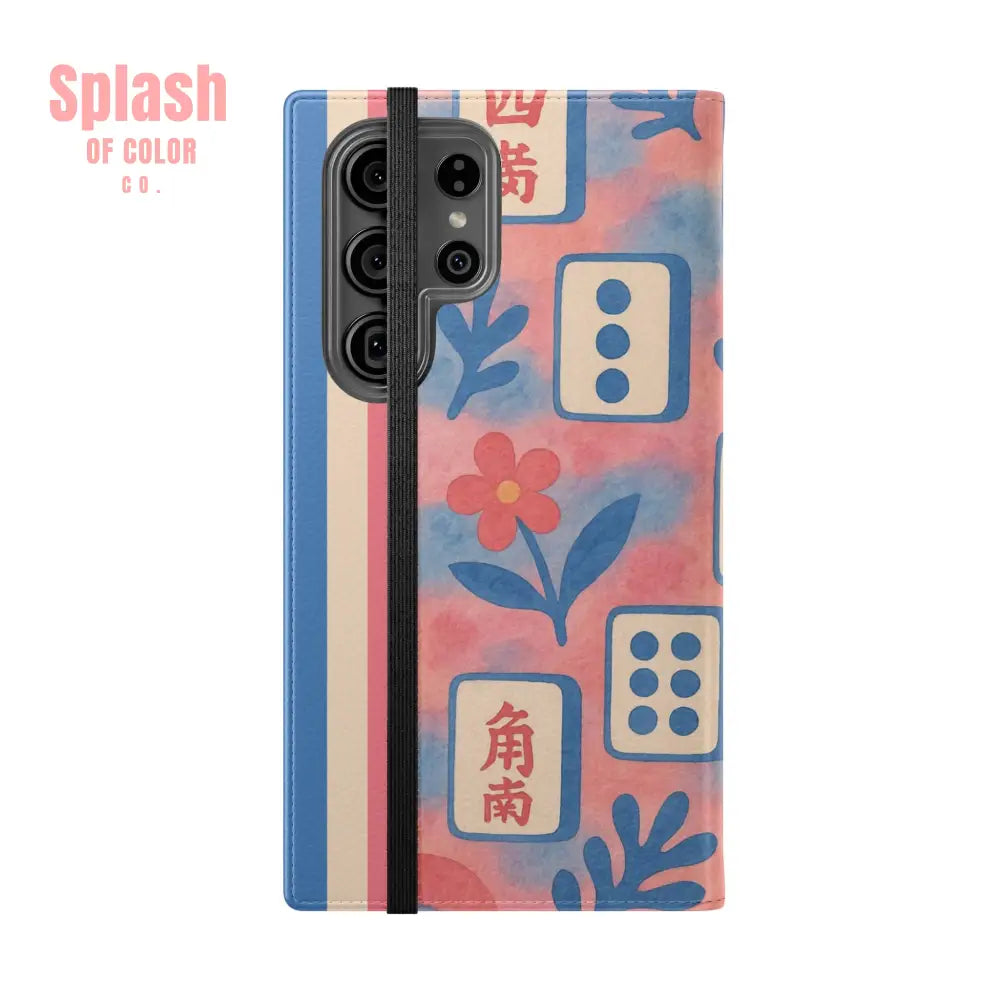 Mahjong Watercolor Artistic Flip Case for Phones Stylish Wallet Cover Trendy Phone Accessory Ideal Gift for Friends