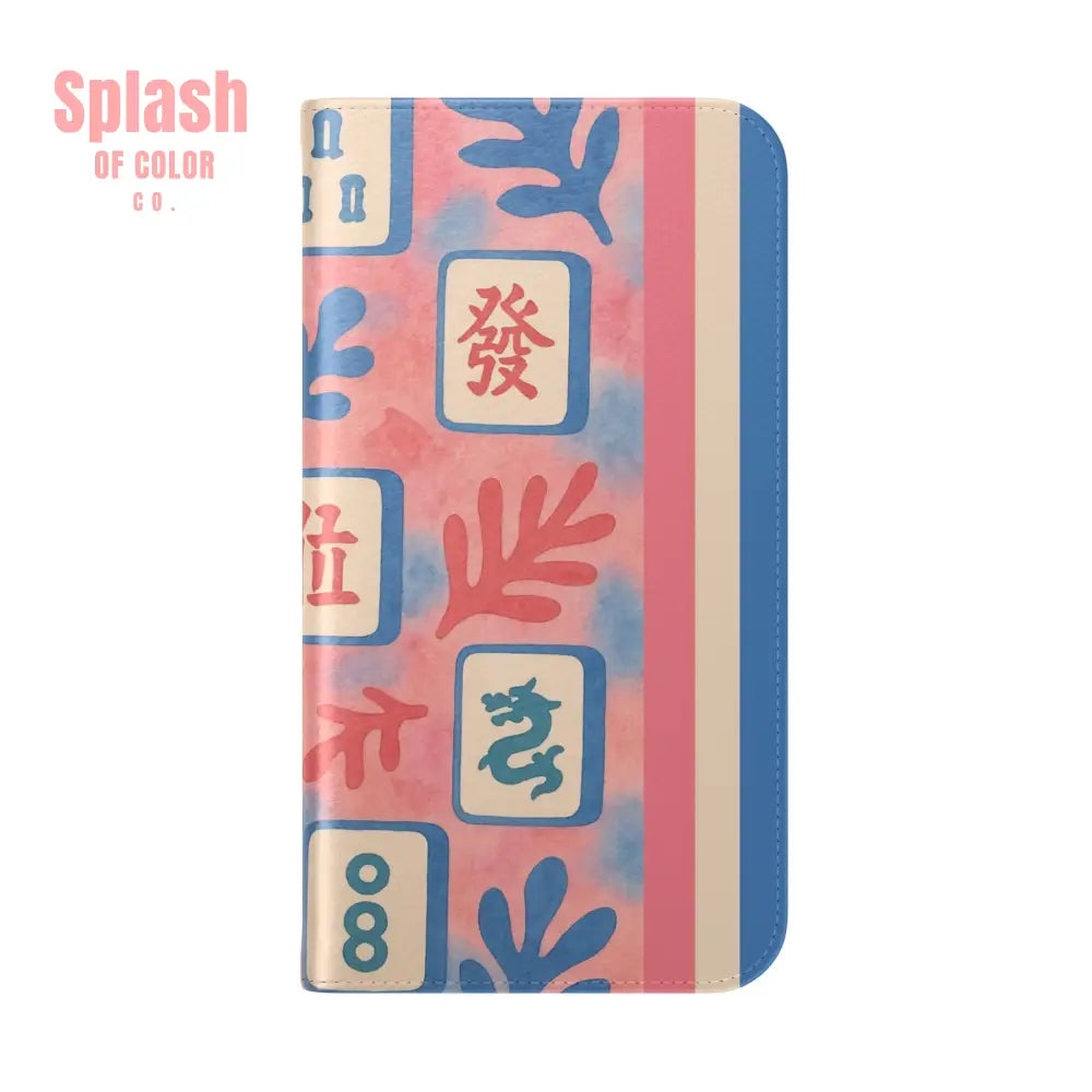 Mahjong Watercolor Artistic Flip Case for Phones Stylish Wallet Cover Trendy Phone Accessory Ideal Gift for Friends