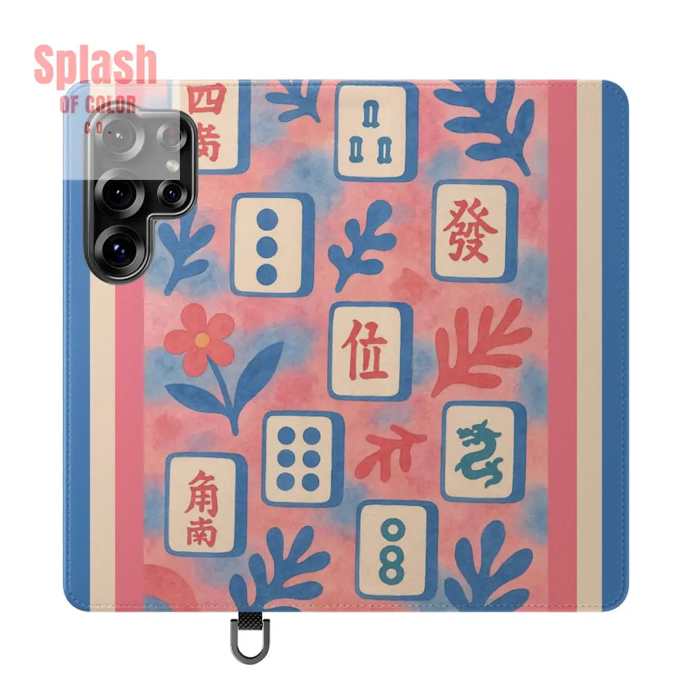 Mahjong Watercolor Artistic Flip Case for Phones Stylish Wallet Cover Trendy Phone Accessory Ideal Gift for Friends