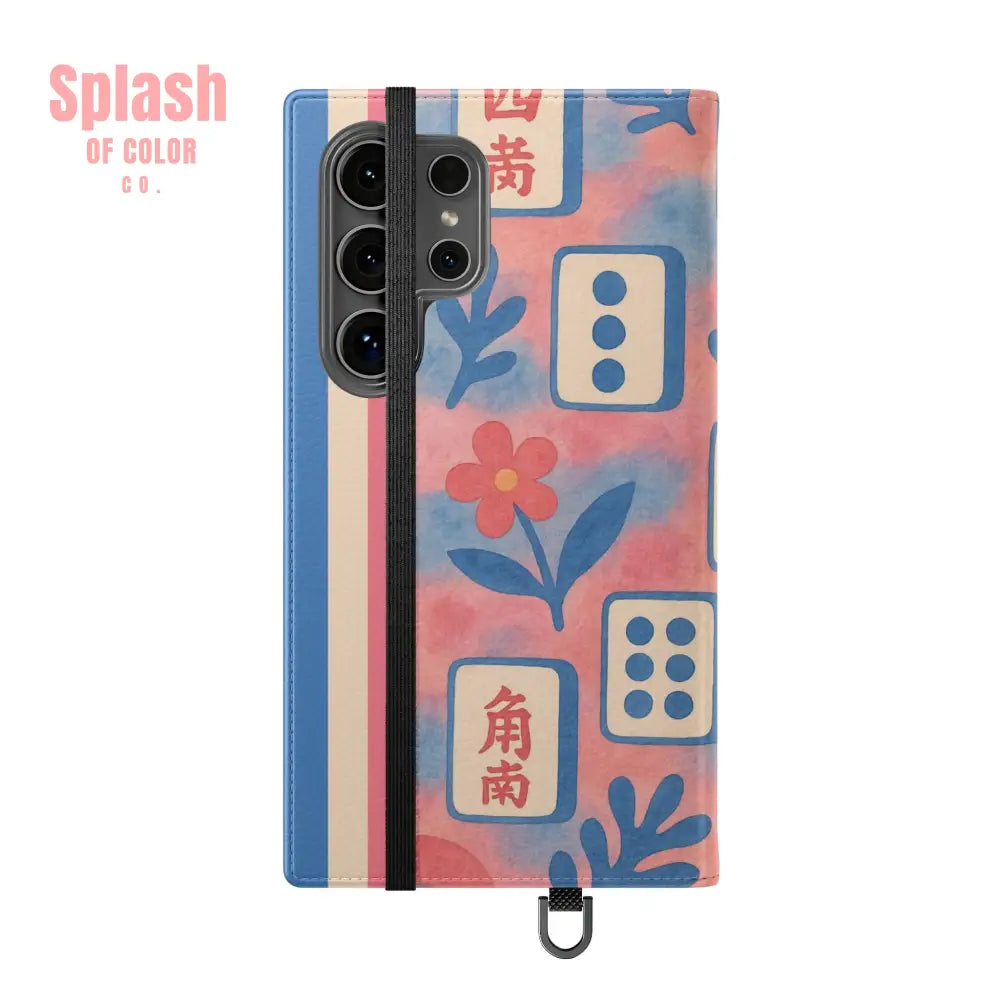 Mahjong Watercolor Artistic Flip Case for Phones Stylish Wallet Cover Trendy Phone Accessory Ideal Gift for Friends