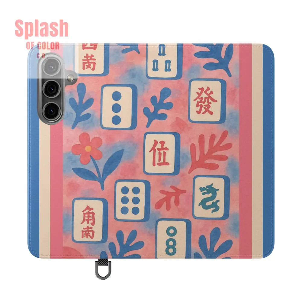 Mahjong Watercolor Artistic Flip Case for Phones Stylish Wallet Cover Trendy Phone Accessory Ideal Gift for Friends