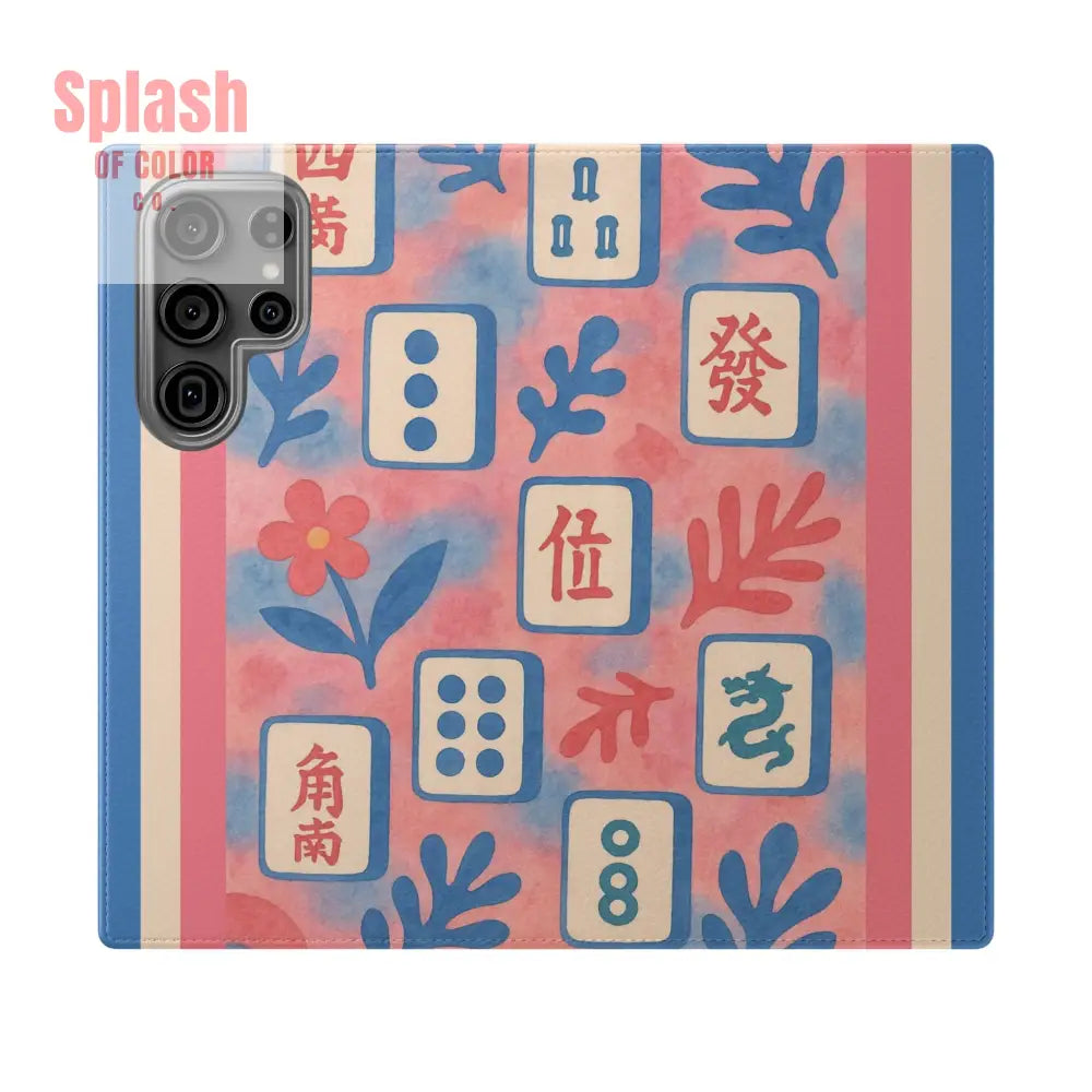Mahjong Watercolor Artistic Flip Case for Phones Stylish Wallet Cover Trendy Phone Accessory Ideal Gift for Friends