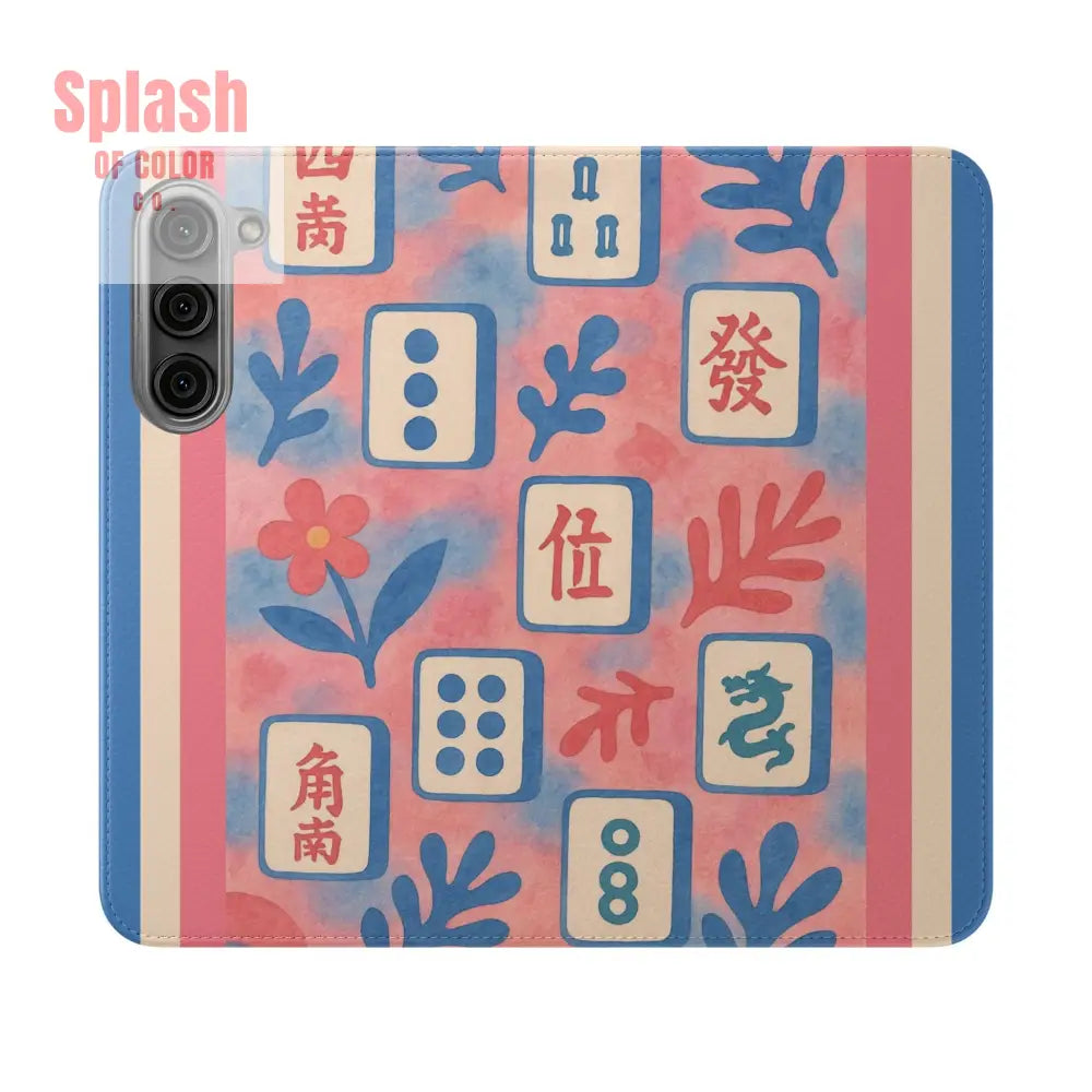 Mahjong Watercolor Artistic Flip Case for Phones Stylish Wallet Cover Trendy Phone Accessory Ideal Gift for Friends