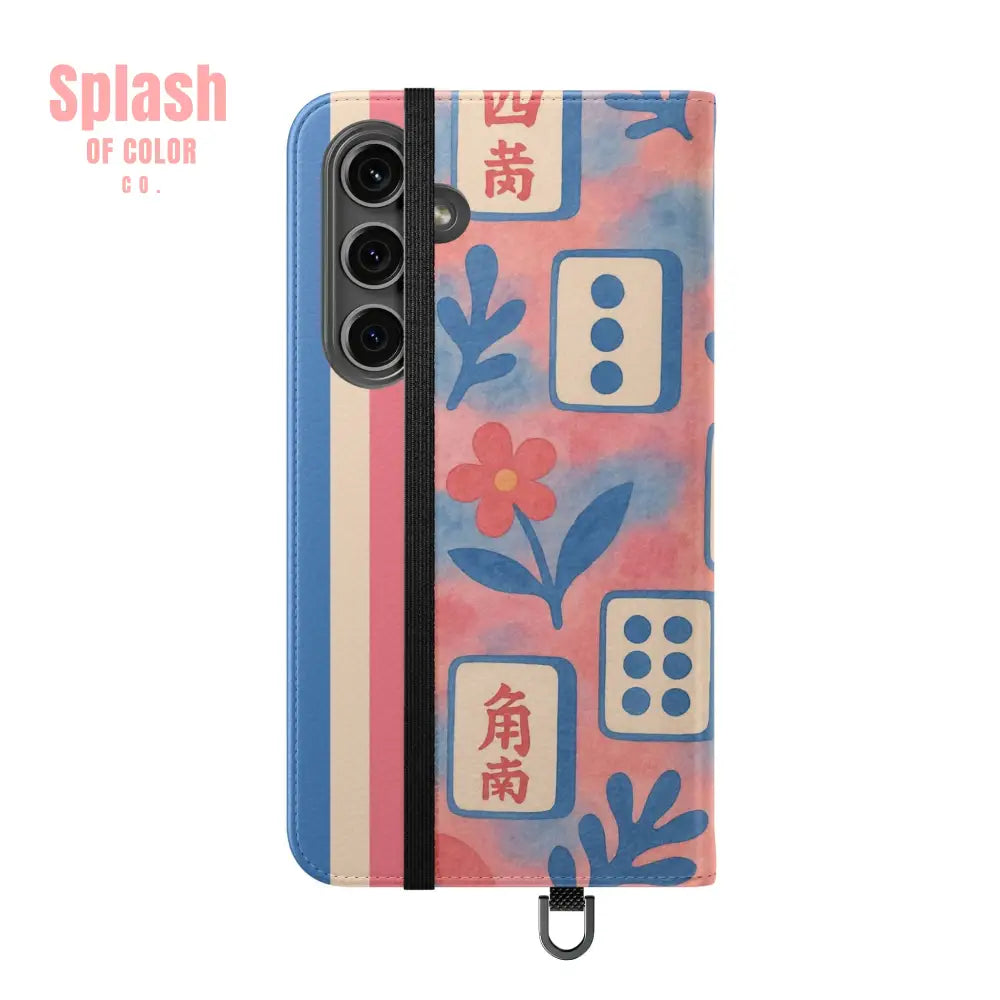 Mahjong Watercolor Artistic Flip Case for Phones Stylish Wallet Cover Trendy Phone Accessory Ideal Gift for Friends