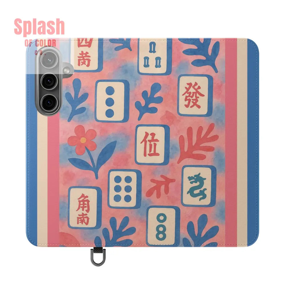 Mahjong Watercolor Artistic Flip Case for Phones Stylish Wallet Cover Trendy Phone Accessory Ideal Gift for Friends
