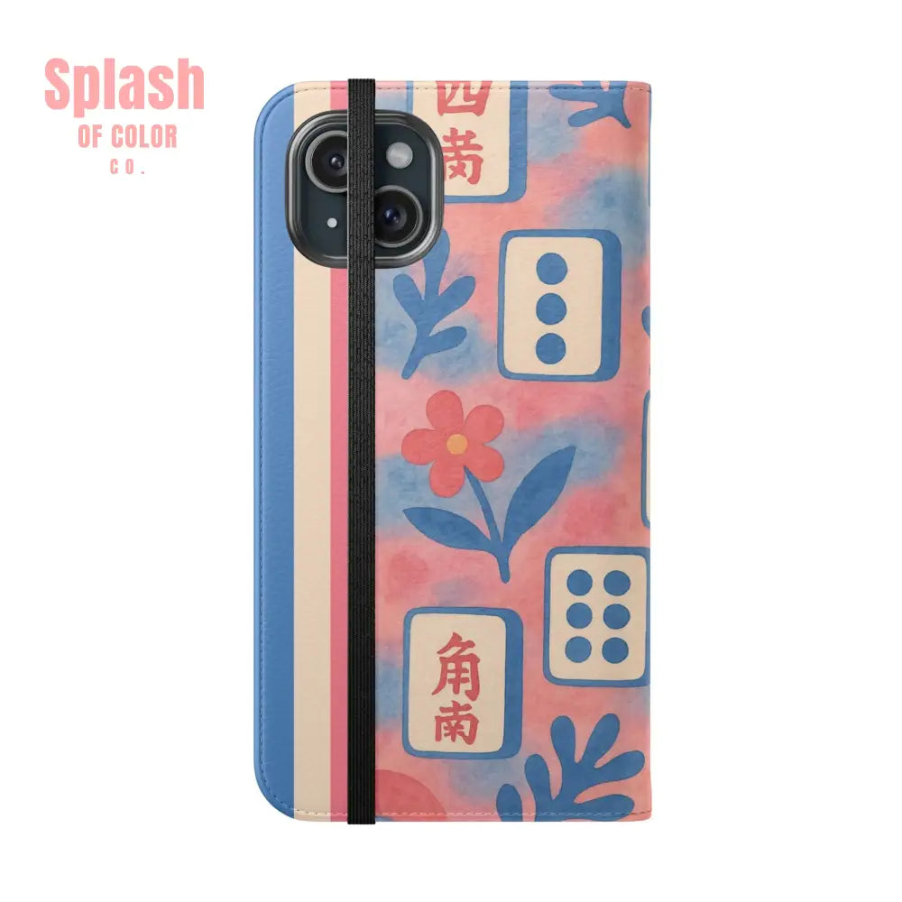 Mahjong Watercolor Artistic Flip Case for Phones Stylish Wallet Cover Trendy Phone Accessory Ideal Gift for Friends